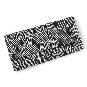 Fair Trade Wallet Black & White Screenprinted Organic Handwoven Cotton Clutch
